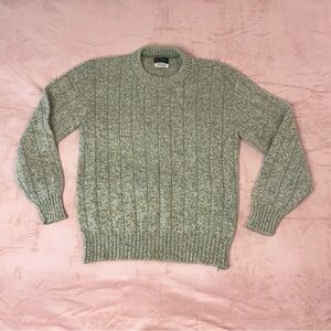 Vintage Mcgregor Knit Sweater L Speckled Green Crewneck Long Sleeved Wool Poly